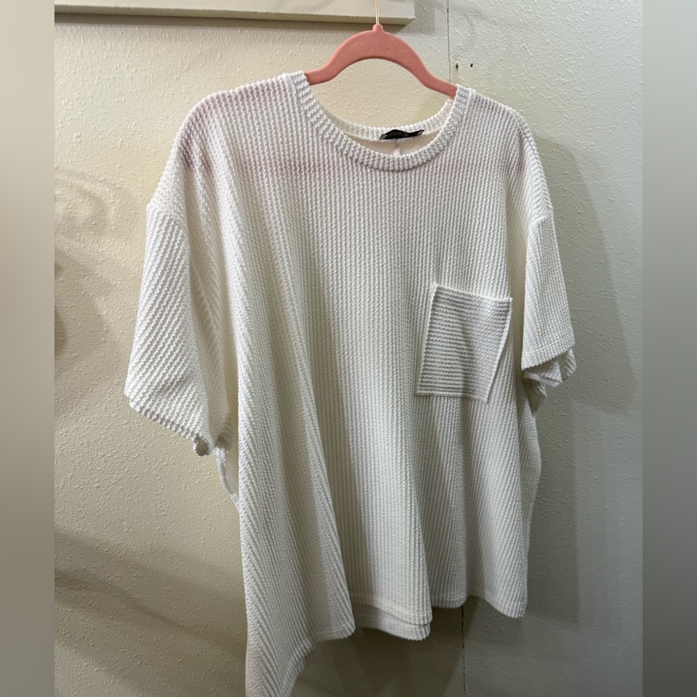 Zenana Outfitters white Waffle Knit Top